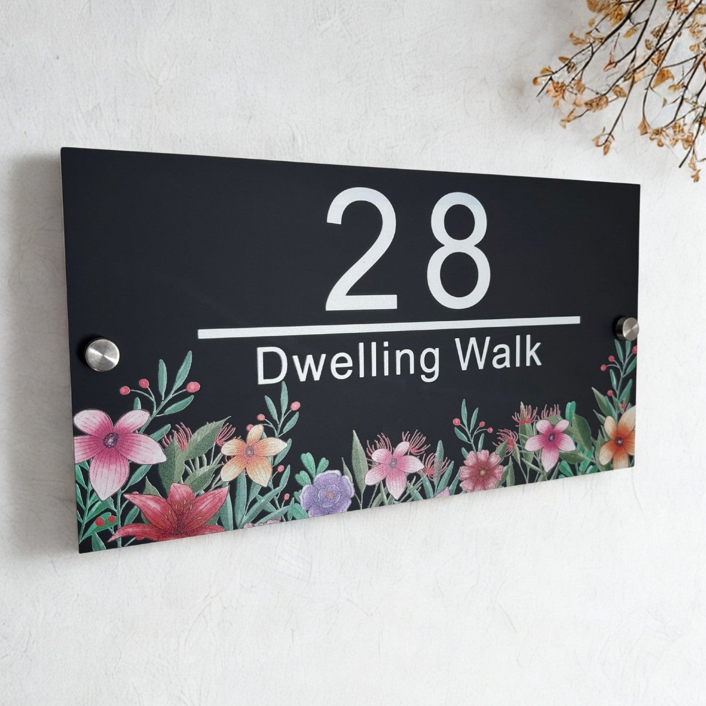 Floral Design Personalised House Number Sign
