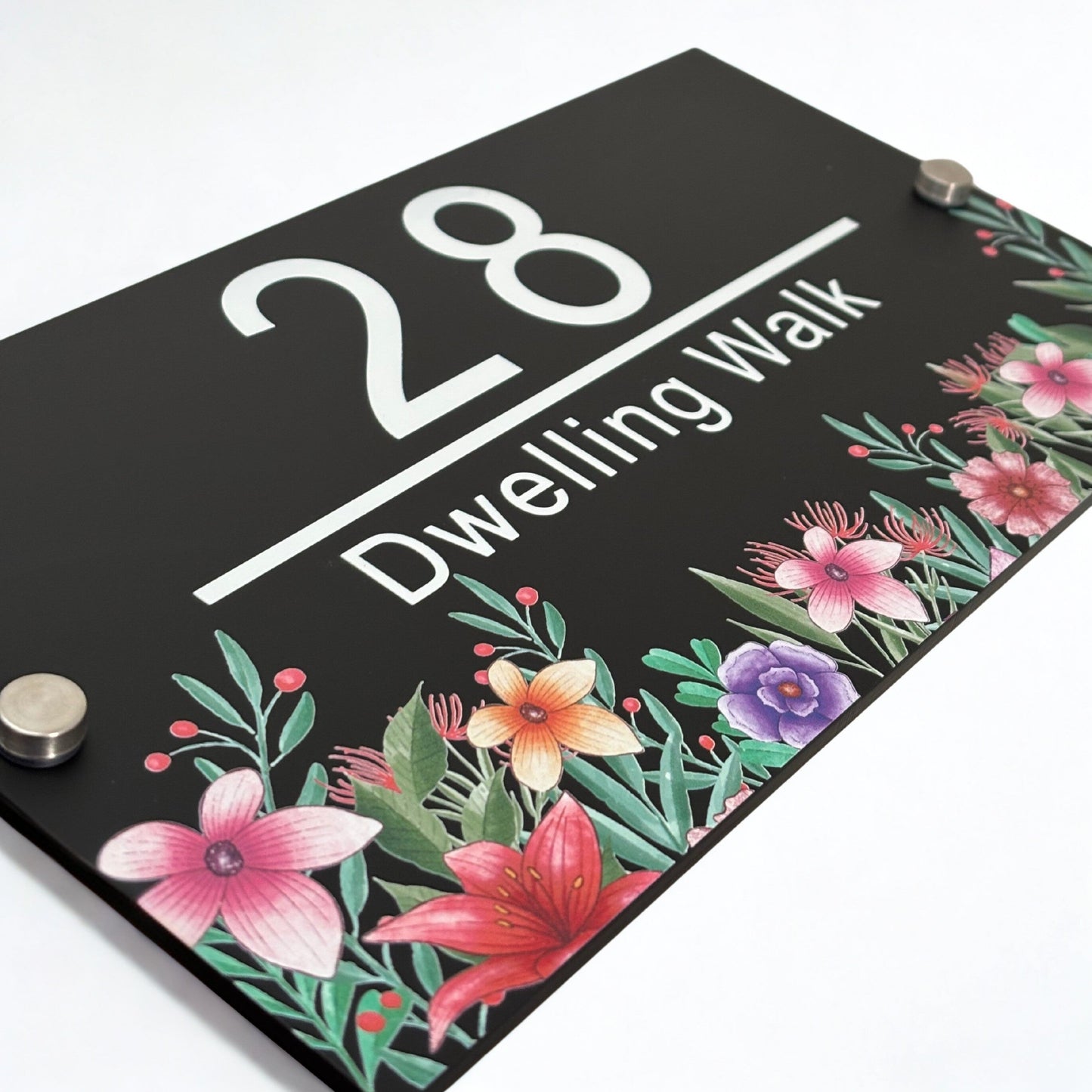 Floral Design Personalised House Number Sign