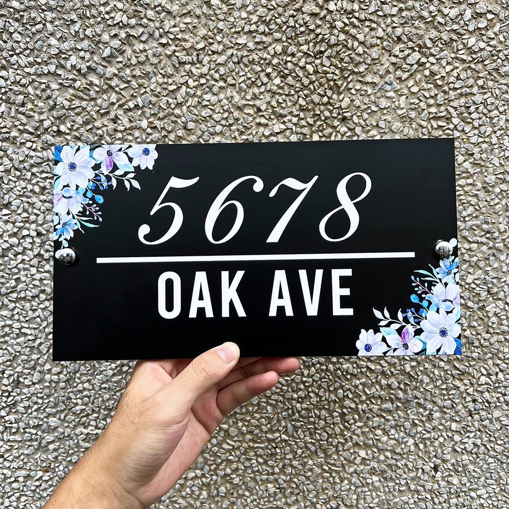 Floral Design Personalised House Number Sign