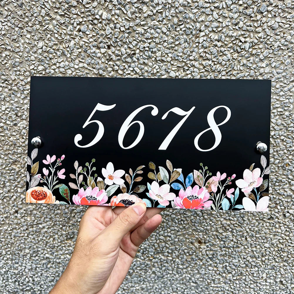 Floral Design Personalised House Number Sign