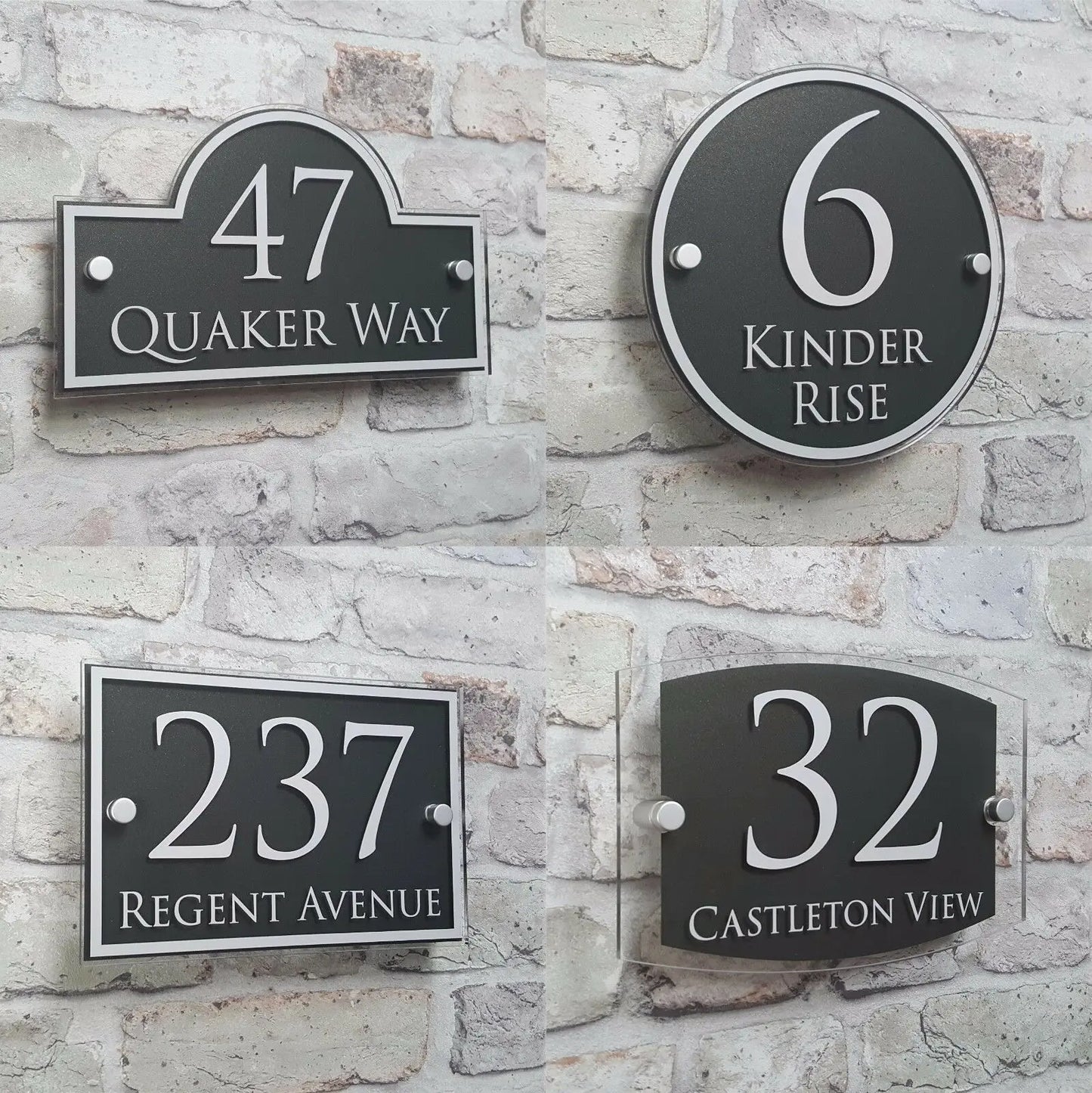 Glass-Effect Acrylic Personalised House Address Sign