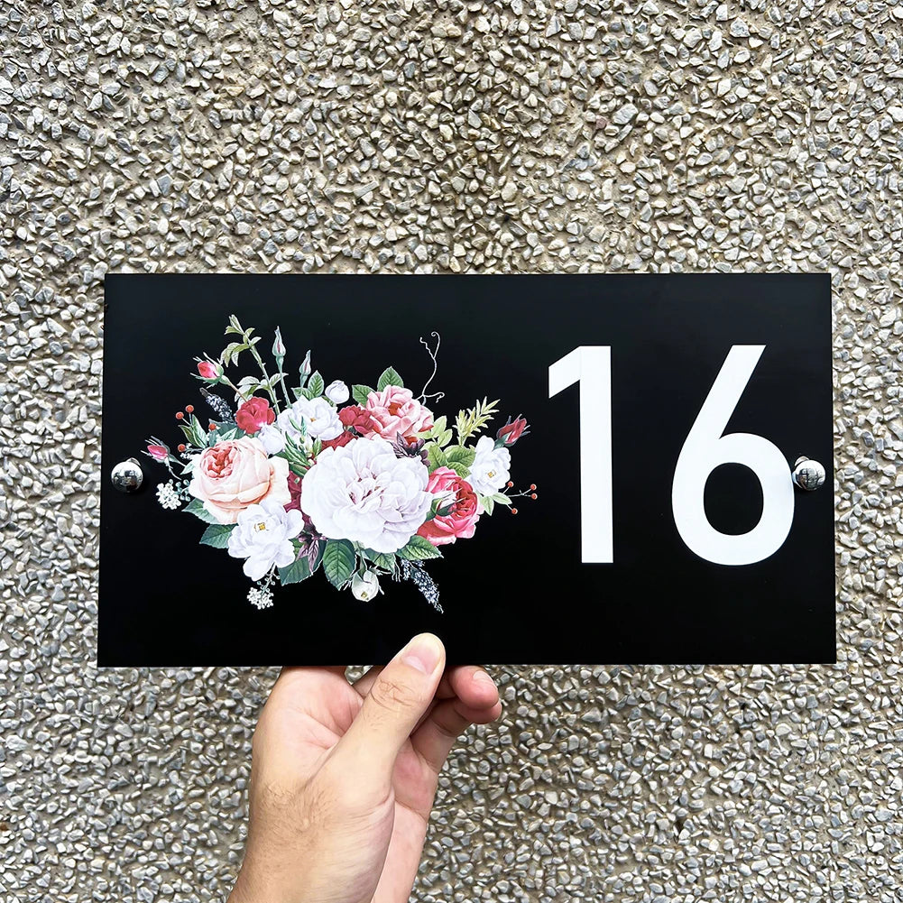 Floral Design Personalised House Number Sign