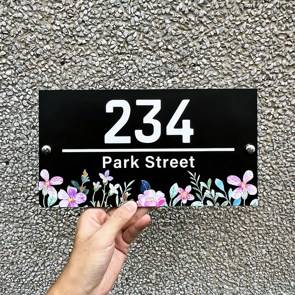 Floral Design Personalised House Number Sign