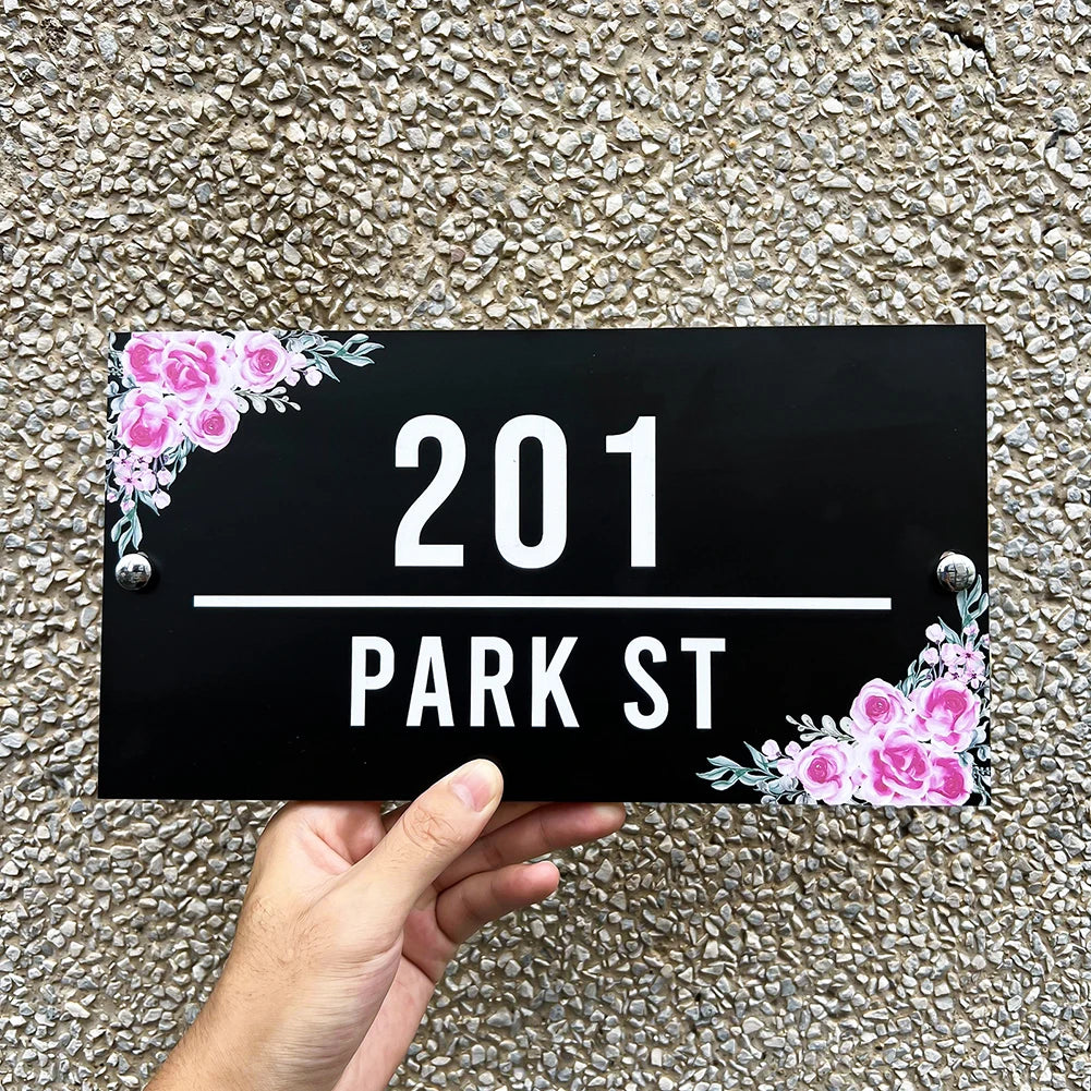 Floral Design Personalised House Number Sign