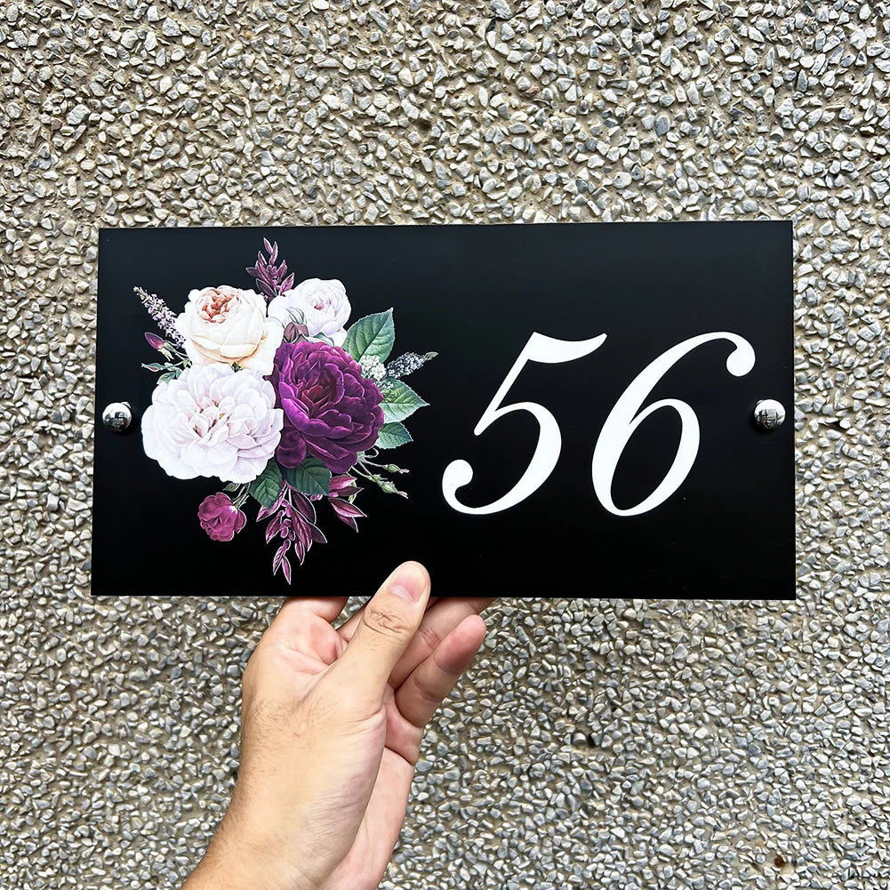 Floral Design Personalised House Number Sign