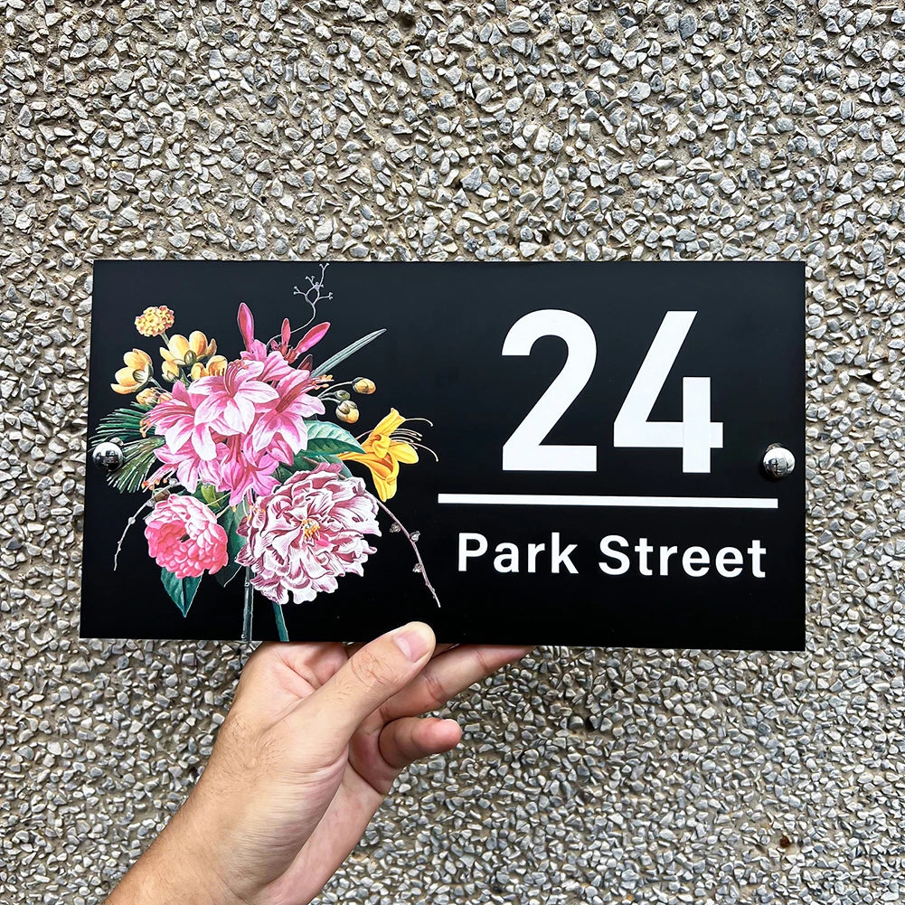 Floral Design Personalised House Number Sign